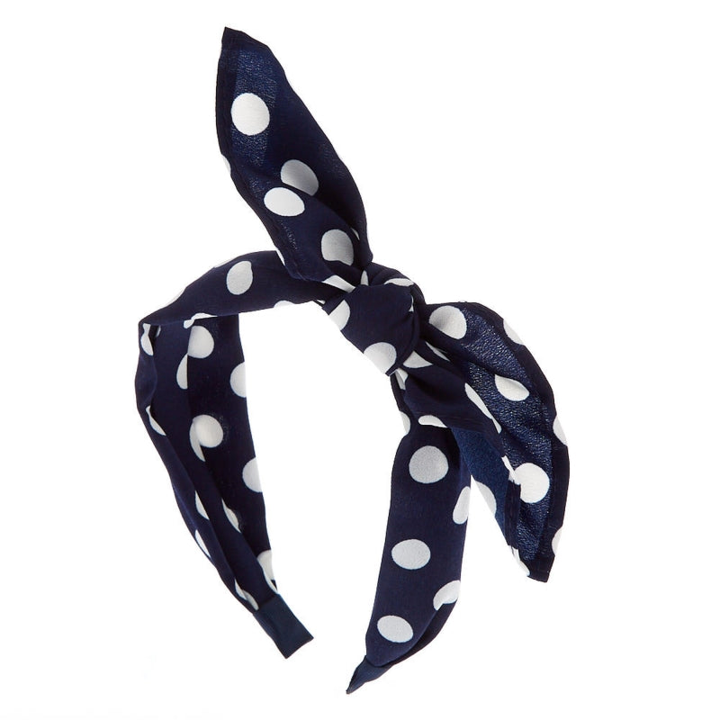 Shebeest Brave Headband Polka Dot-Navy One Size