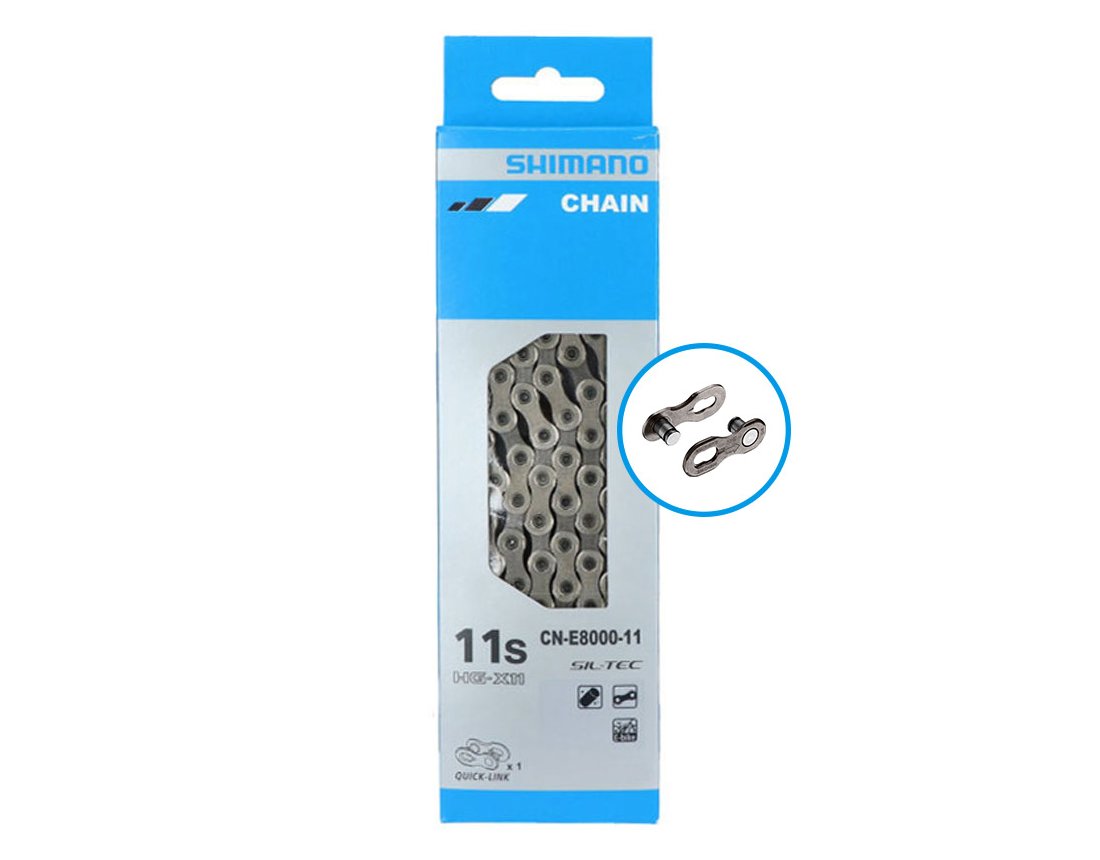 SHIMANO BICYCLE CHAIN, CN-E8000-11, FOR E-BIKE, 138 LINKS FOR HG-X 11 SPEED, W/QUICK-LINK