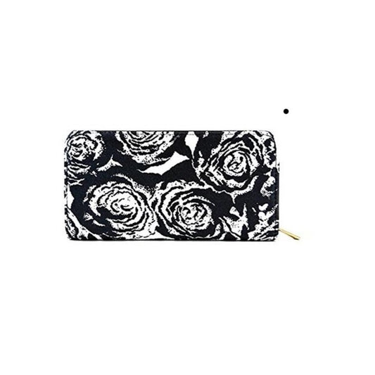 Nupouch Women'S Black/White Roses Purse Wallet