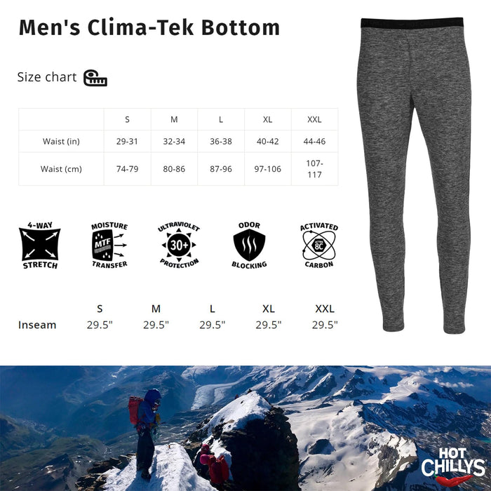 Hot Chillys Clima-Tek Bottom Mens Grey Heather 2X-Large