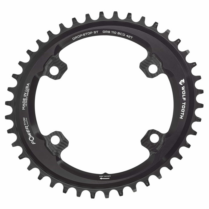 Wolf Tooth Oval 110 BCD Asymmetric 4-Bolt Bicycle Chainrings for Shimano GRX Cranks