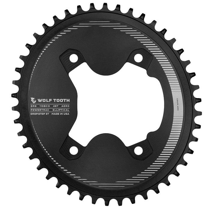 Wolf Tooth Oval 110 BCD Asymmetric 4-Bolt Bicycle Chainrings for Shimano GRX Cranks