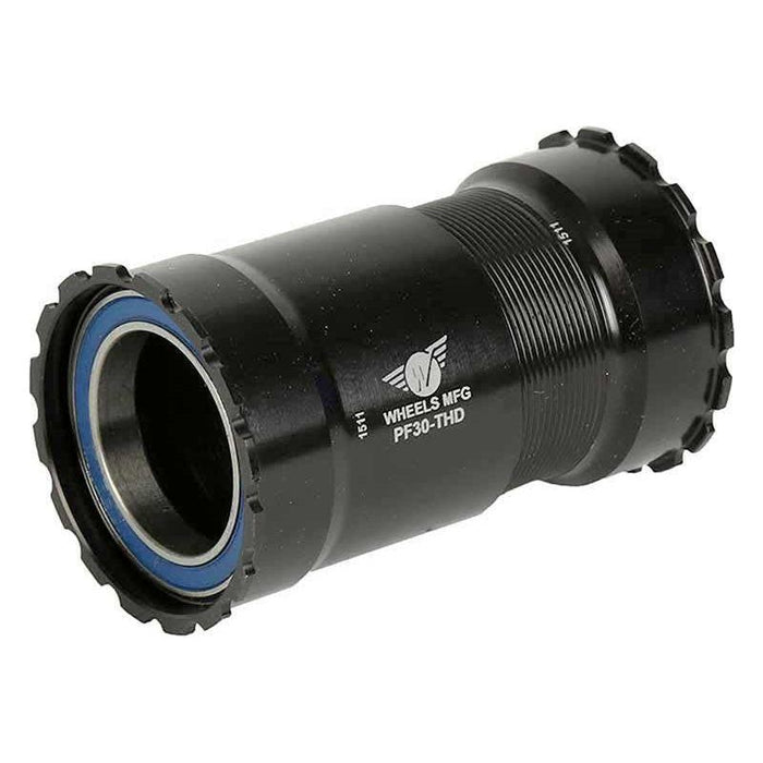 Wheels Manufacturing PressFit 30 Bottom Bracket with Angular Contact Bearings: Threaded Black