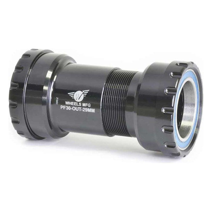 Wheels Manufacturing PressFit 30 Outboard Bottom Bracket: 29mm Bearing ID for SRAM DUB ABEC-3 Bearings Black Cups
