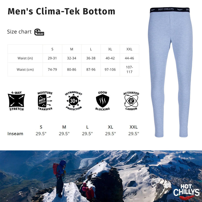 Hot Chillys Clima-Tek Bottom Mens Ashley Blue Heather Large