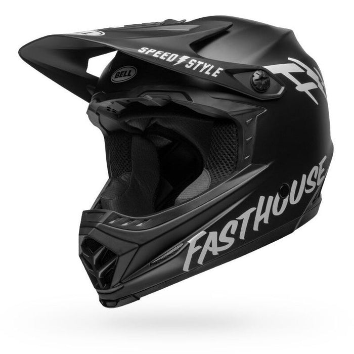 Bell Bike Full-9 Fusion Mips Helmet Fasthouse Matte Black/White Small - Open Box - (Without Original Box)