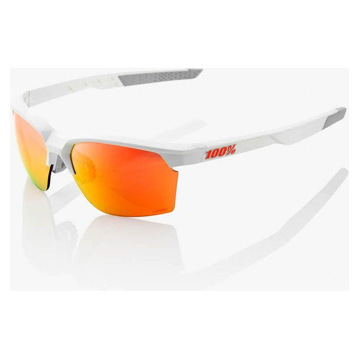 100% Sportcoupe Sunglasses - Soft Tact White HiPER Red Multilayer Mirror Lens