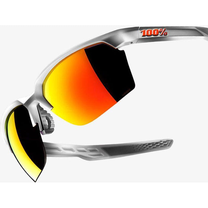 100% Sportcoupe Sunglasses - Soft Tact White HiPER Red Multilayer Mirror Lens