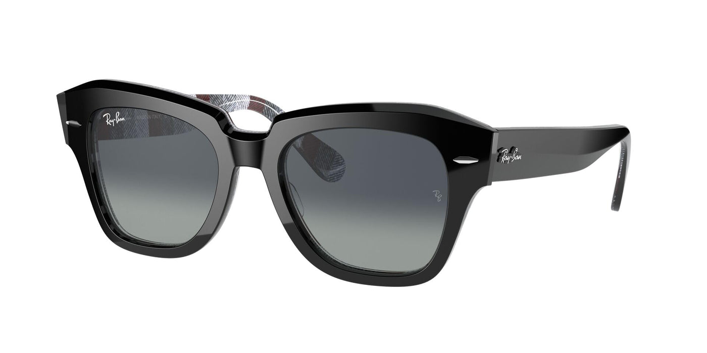 Rayban State Street Black On Chevron Grey/Bu/Light Grey Gradient Blue