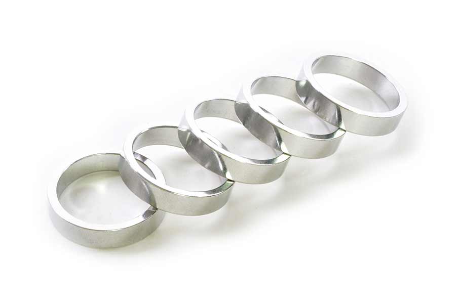 Wheels Manufacturing Headset Spacer 1-1/8'' Height: 7.5Mm Aluminum Silver 5Pcs