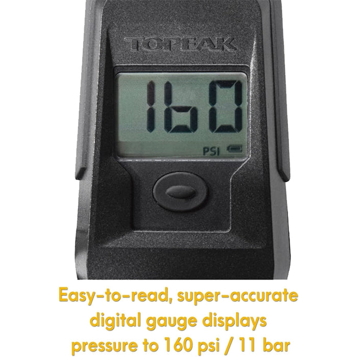 Topeak JoeBlow Sport Digital 160psi / 11bar Digital Gauge TwinHead DX5 Black/Yellow Bicycle Floor Pumps