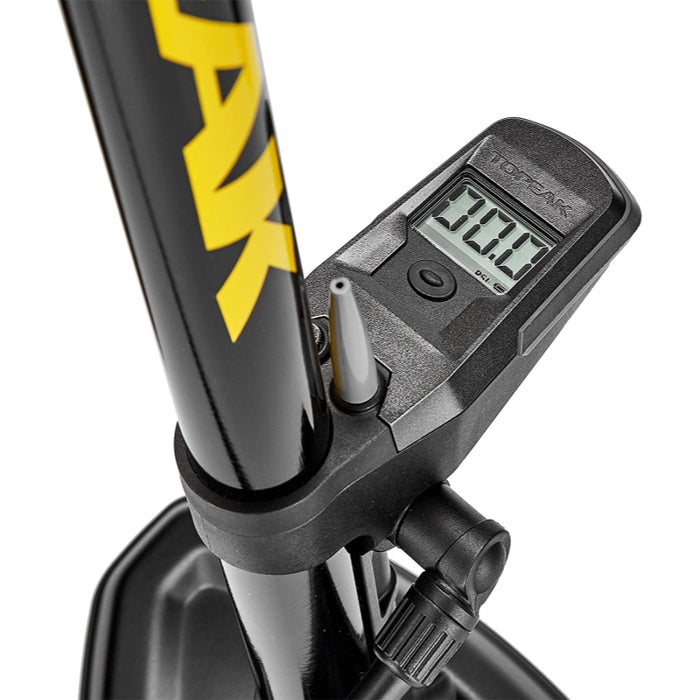 Topeak JoeBlow Sport Digital 160psi / 11bar Digital Gauge TwinHead DX5 Black/Yellow Bicycle Floor Pumps