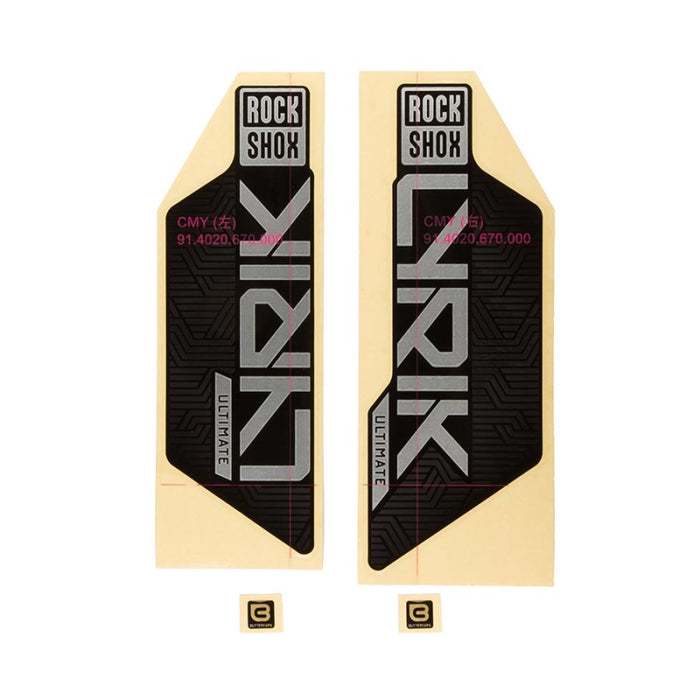 RockShox Fork Decal Kit - Lyrik Ultimate Flight Attendant 27.5/29 Matte Silver Foil For Gloss Black (2023)