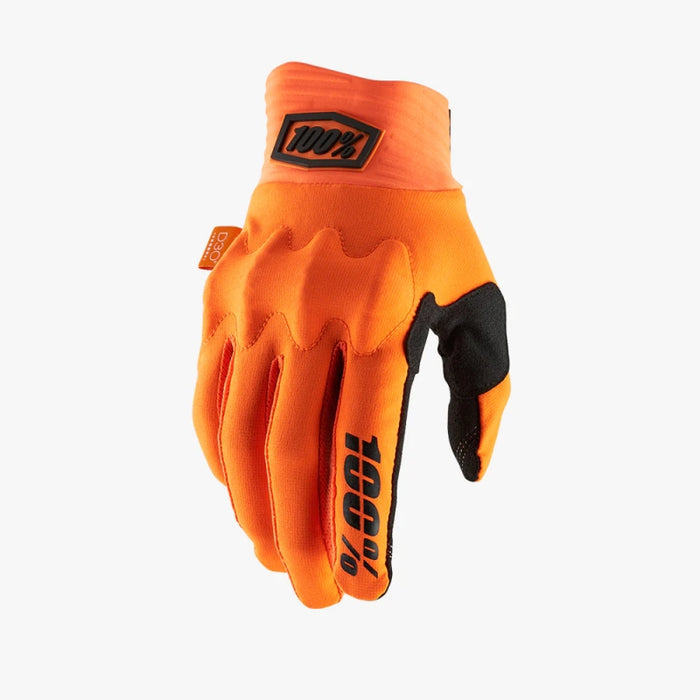 100% Cognito Gloves - Flourescent Orange/Black Full Finger Men's Small