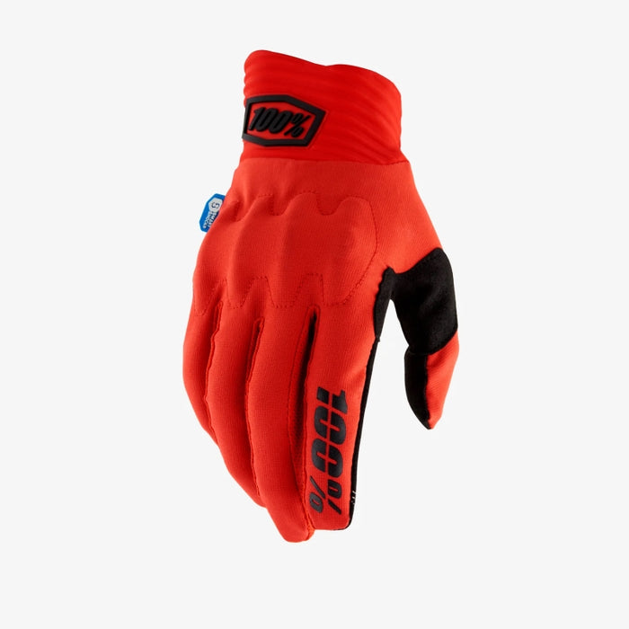 100% Cognito Gloves - Red/Black Full Finger Men's Small