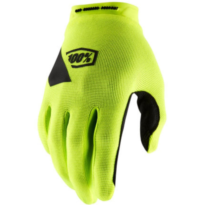 100% Ridecamp Gloves - Flourescent Yellow Full Finger Men's Small