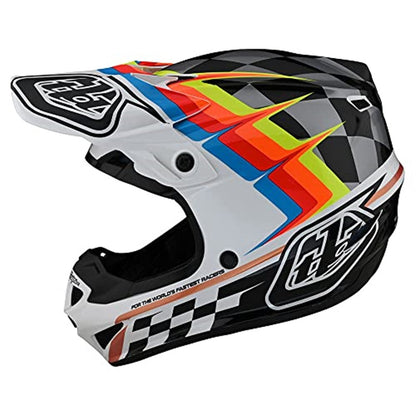 Troy Lee Designs SE4 Polyacrylite Midnight Motocross Helmet W/MIPS Warped White MD