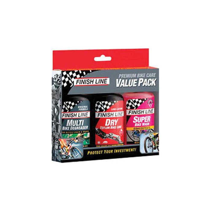 Finish Line Bike Care Value Pack Includes DRY Chain Lubricant EcoTech Degreaser and Super Bike Wash Cleaner