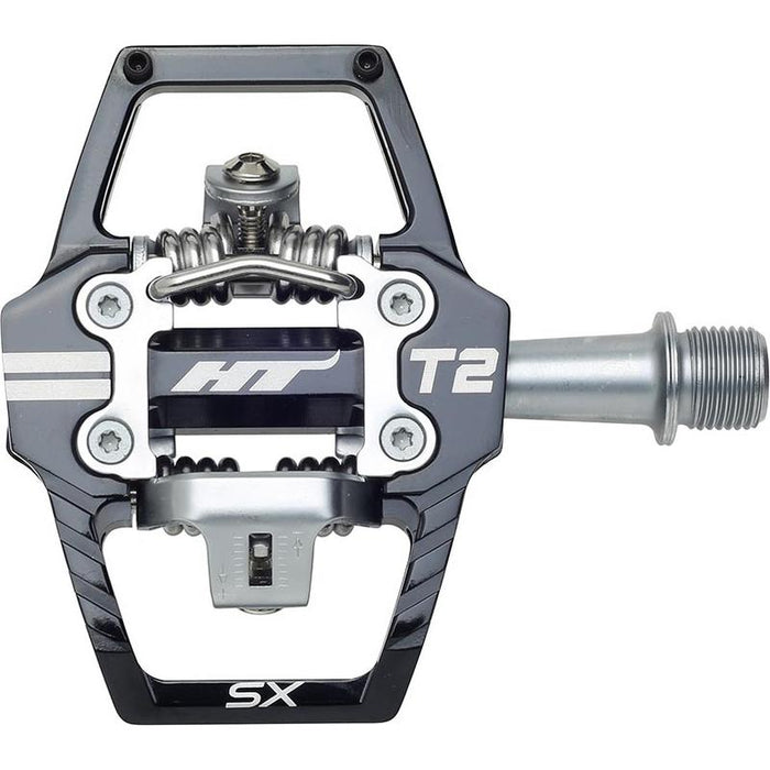 HT Components T2-SX Pedals - Dual Sided Clipless with Platform Aluminum 9/16 Black