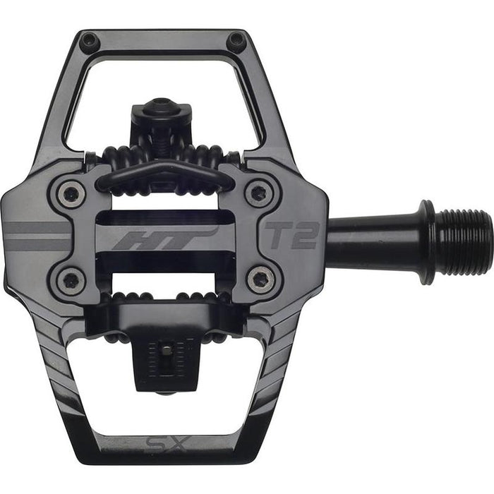 HT Components T2-SX Pedals - Dual Sided Clipless with Platform Aluminum 9/16 Stealth Black
