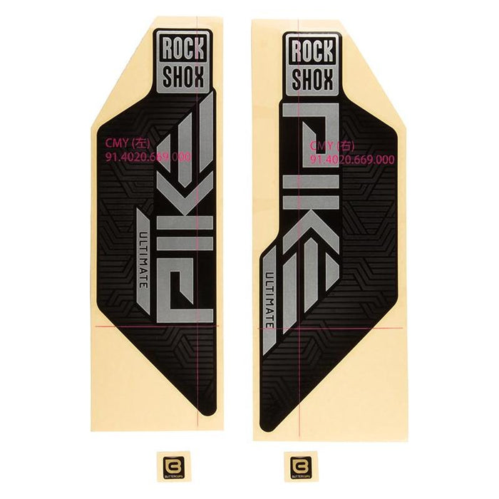 RockShox Fork Decal Kit - Pike Ultimate 27.5/29 Matte Silver Foil For Gloss Black (2023)