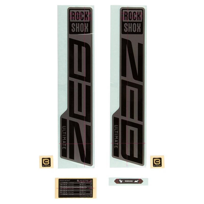 RockShox Fork Decal Kit - ZEB Ultimate Flight Attendant 27.5/29 Matte Silver Foil For Gloss Black (2023)