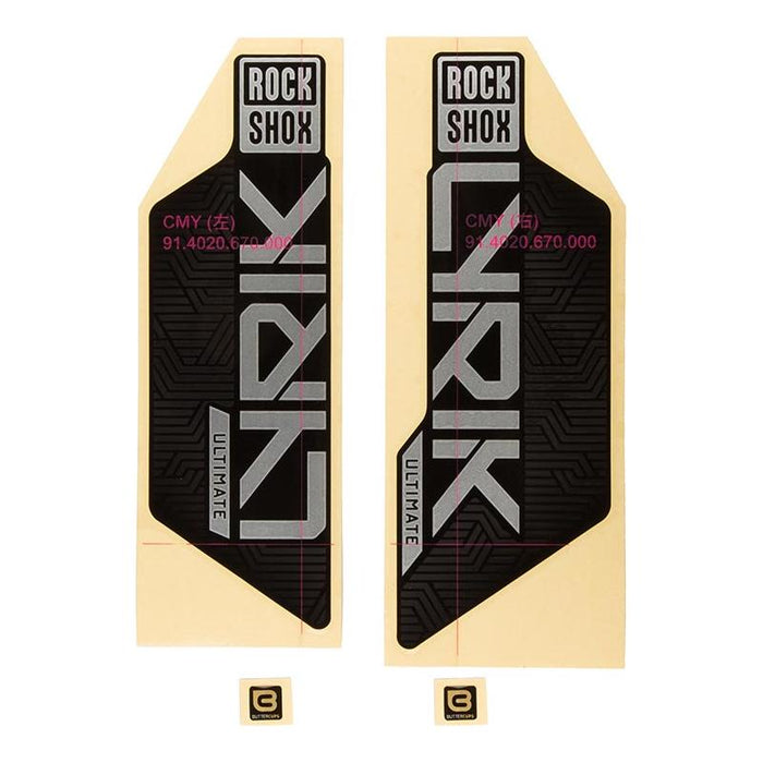 RockShox Fork Decal Kit - Lyrik Ultimate Flight Attendant 27.5/29 Matte Silver Foil For Gloss Black (2023)