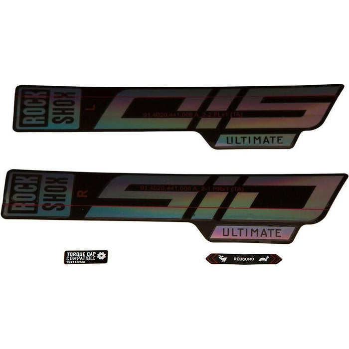 Rockshox Fork Decal Kit - SID Ultimate 27.5/29 Gloss Rainbow Foil/High Gloss Black
