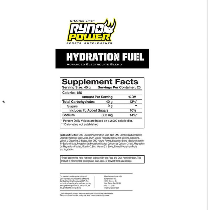 Ryno Power Hydration Fuel Bicycle Nutrition Drink Mixes