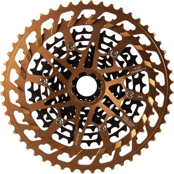 TRP CS-M9050-12 EVO Cassette - 12-Speed 10-52t MicroSpline Compatible Black/Gold