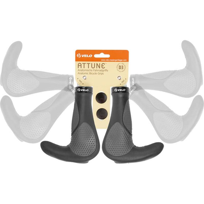 Velo, Attune D3, Grips, 138mm, Black/Grey
