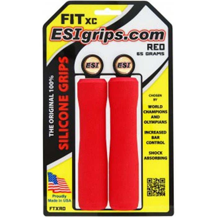 ESI FIT XC Grips - Bicycle Grips for Mountain and Cross-Country Riding, Silicone Bicycle Grips