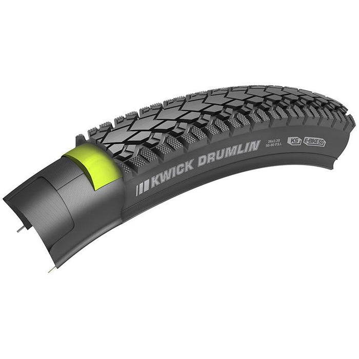 Kenda Kwick Drumlin Tire - 26 x 1.75 Clincher Wire Black/Reflective 60tpi