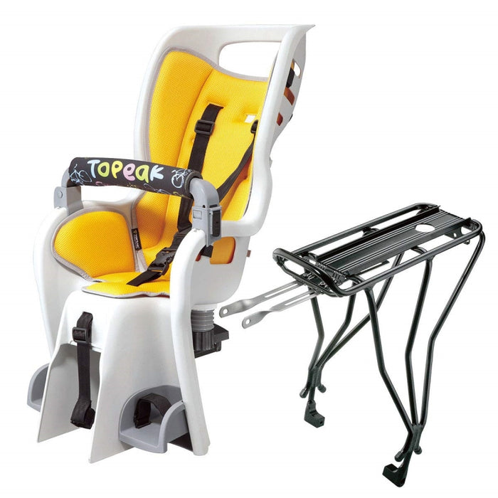 Topeak Baby Seat II Child Seat With Disc Compatible Rear Rack - Fits 29 MTX 2.0 Gray/Yellow