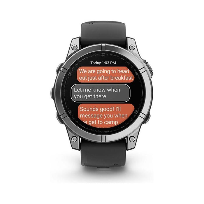 Garmin, fenix E AMOLED 47mm, Watch, Watch Color: Stainless, Wristband: Black - Silicone