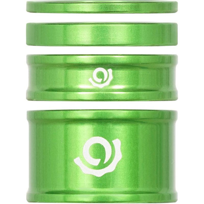 Industry Nine, iRiX, Headset Spacer Kit, 1-1/8'', Height: 2.5mm/5mm/10mm/20mm, Aluminum, Green