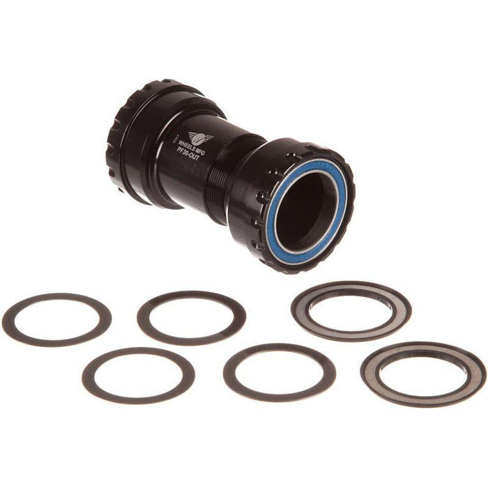 Wheels Manufacturing PF30 Outboard Bottom Bracket - For 30mm Spindle ABEC-3 Bearings PressFit Thread Together Black