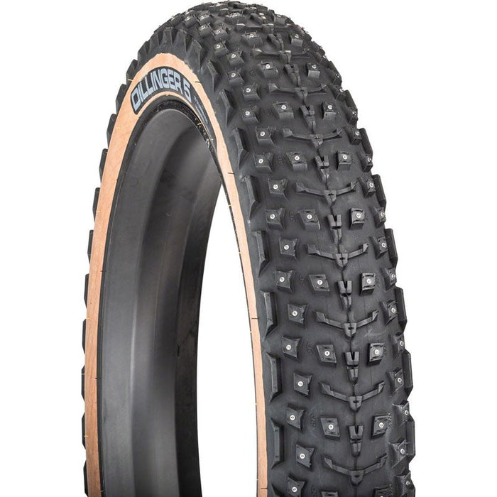 45NRTH Dillinger 5 Tire  26 x 4.6 Tubeless Folding Tan 60 TPI 258 Concave Carbide Aluminum Studs  Bicycle Tires