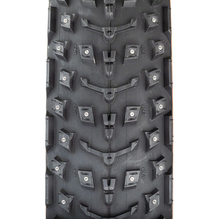 45NRTH Dillinger 5 Tire  26 x 4.6 Tubeless Folding Tan 60 TPI 258 Concave Carbide Aluminum Studs  Bicycle Tires