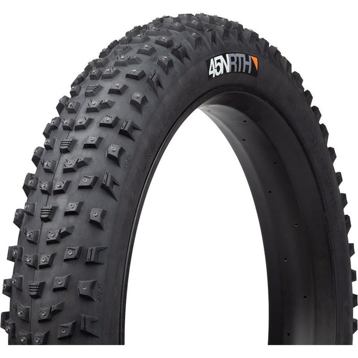 45NRTH Wrathlorde Tire - 26 x 4.2 Tubeless Folding Black 120 TPI 300 XL Concave Carbide Aluminum Studs