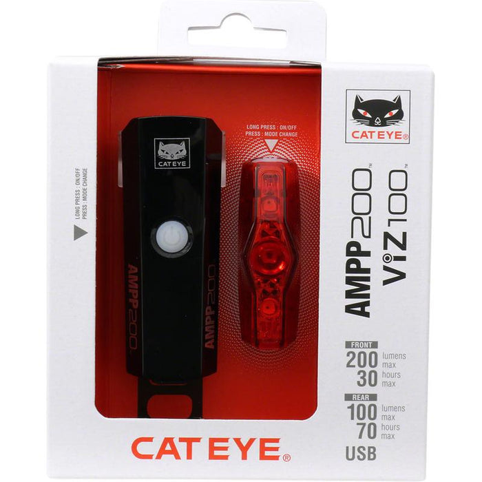 CatEye AMPP200/ViZ100 Headlight/Taillight Set Bicycle Lights