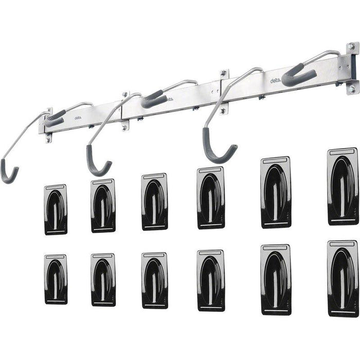 Delta Heavy Duty Track Rack Wall Mount Bike Rack - 6-Bike Silver Bicycle Stands
