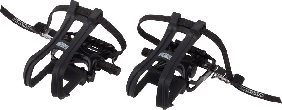 Dimension Compe Combo Pedals/Toe Clip Combo - Aluminum 9/16 Black