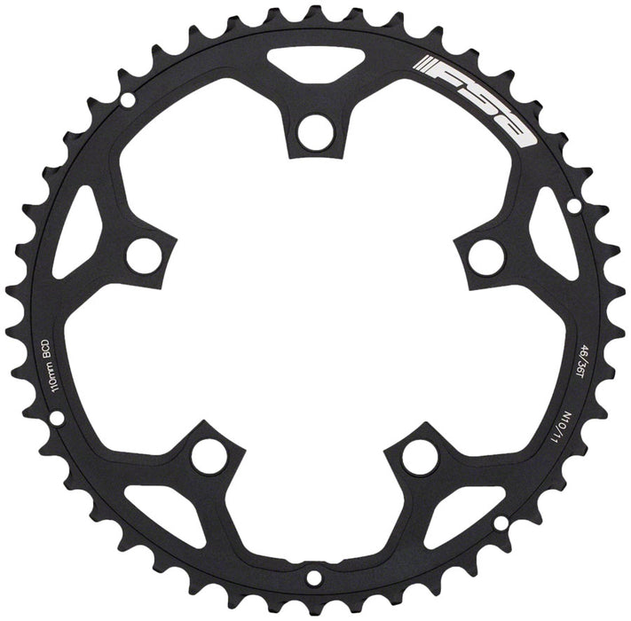Full Speed Ahead Tempo Pro Road Chainring - 46t 110mm BCD 5-Bolt Steel 8/9/10/11-Speed Black