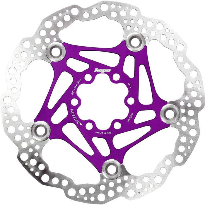Hope Floating Disc Brake Rotor - 160mm 6-Bolt Purple