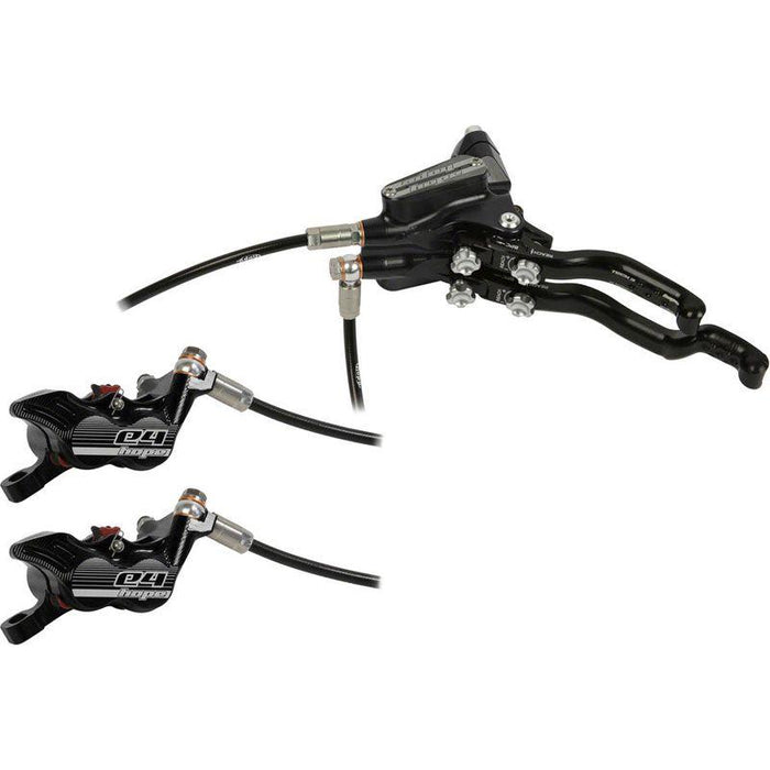 Hope Tech 3 E4 Duo Disc Brake and Lever - Left Hand Front and Rear Hydraulic Post Mount Black