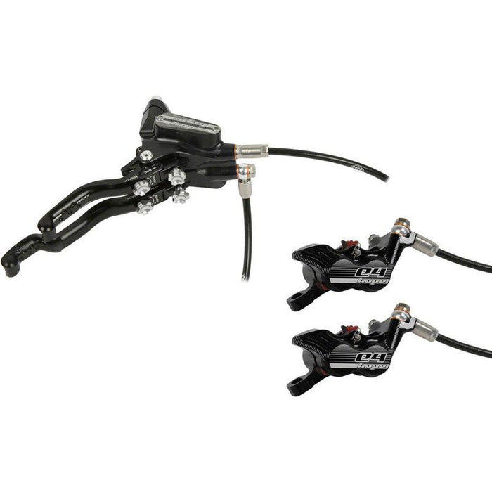 Hope Tech 3 E4 Duo Disc Brake and Lever - Right Hand Front and Rear Hydraulic Post Mount Black