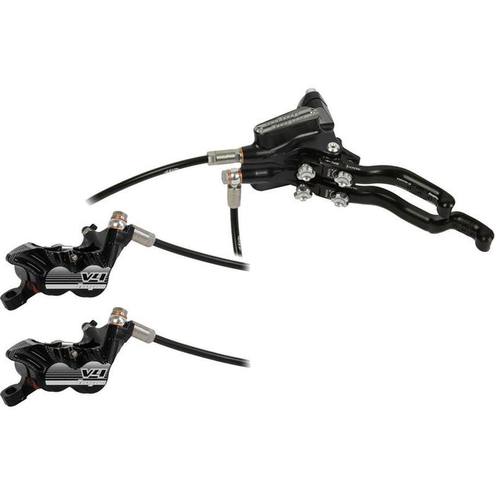 Hope Tech 3 V4 Duo Disc Brake and Lever - Left Hand Front and Rear Hydraulic Post Mount Black
