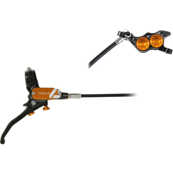 Hope Tech 4 E4 Disc Brake and Lever Set - Rear Hydraulic Post Mount Orange