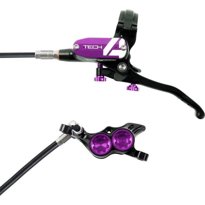 Hope Tech 4 E4 Disc Brake and Lever Set - Front Hydraulic Post Mount Purple
